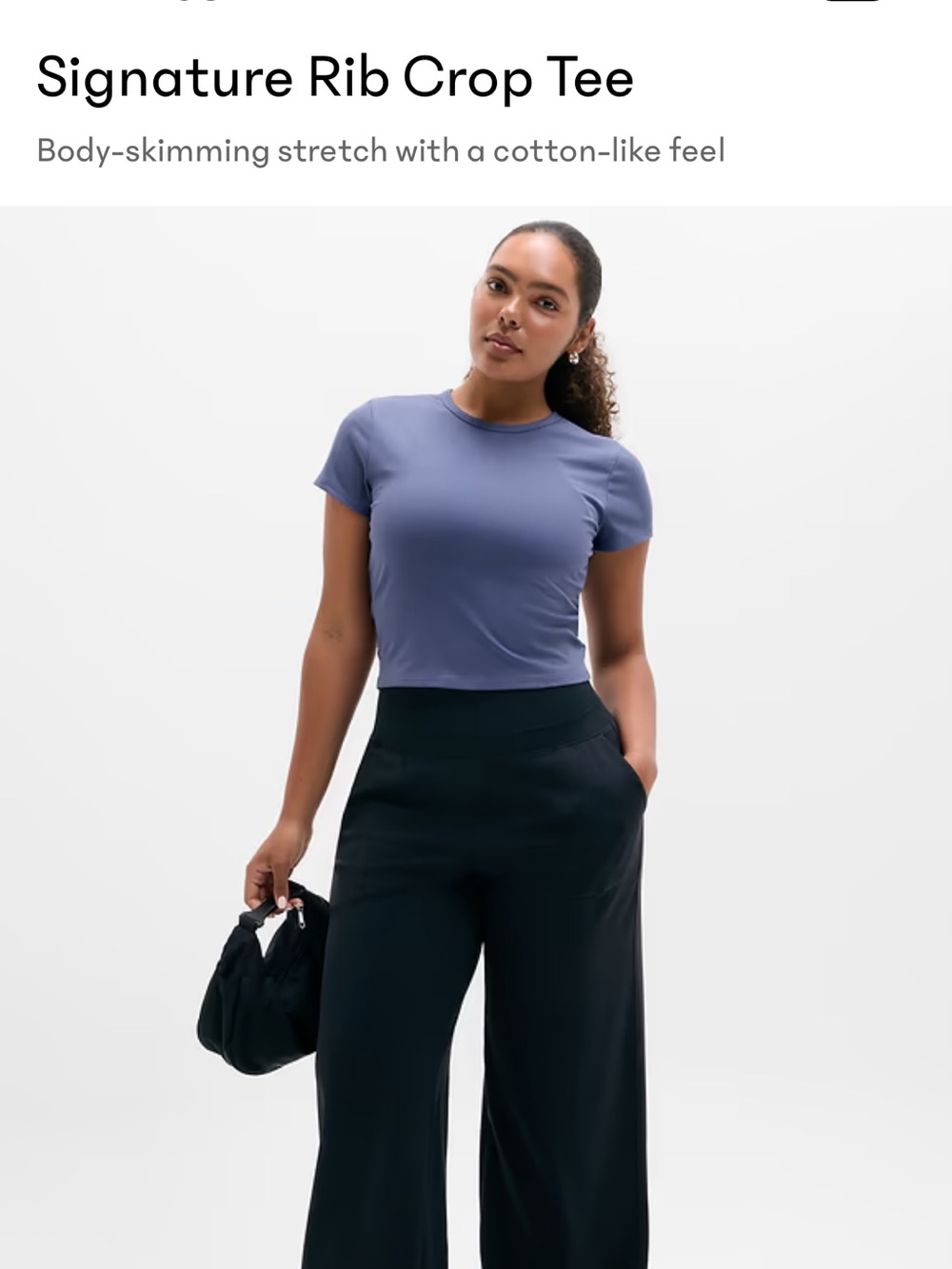 Athleta Signature Rib Crop Tee Sz M - Picture 5 of 8